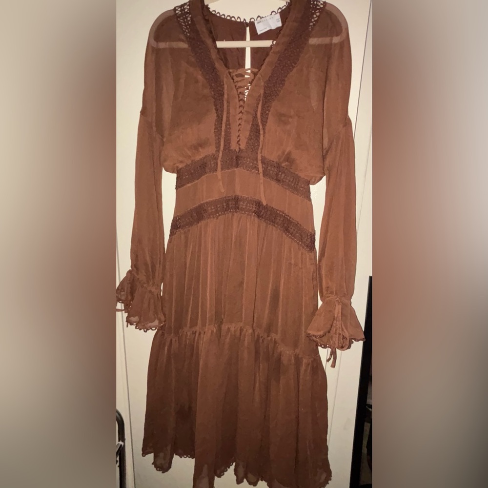 ASOS Chocolate Long Sleeve Dress - Picture 2 of 4